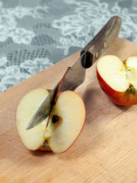 High angle view of fruits on table