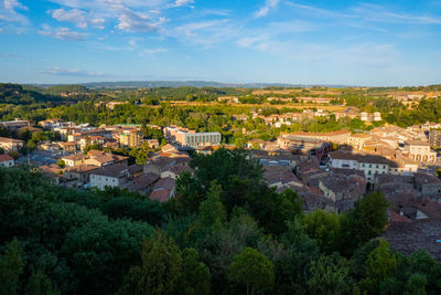 View of the modern part of little town of colle val d'elsa at sunset, tuscany