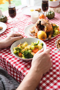 High angle view of food on table