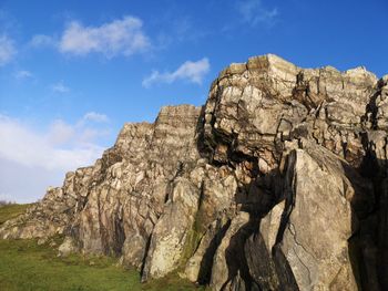 Rock formations on landscape against sky