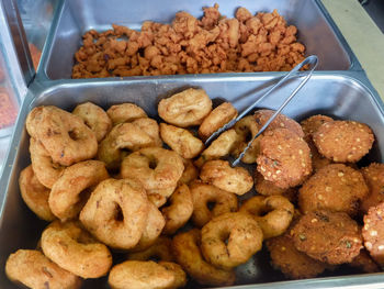 High angle view of food in plate