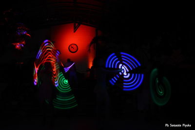 Illuminated light painting at night