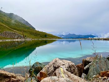 Scenic view of lake against sky