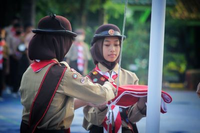 Indonesian scout flag ceremony in lampung