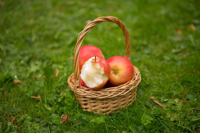 Close-up of apples in basket