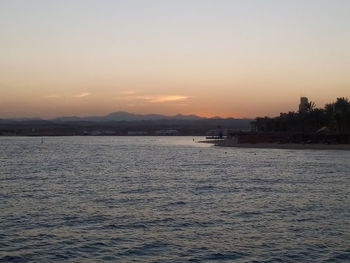 Scenic view of sea at sunset