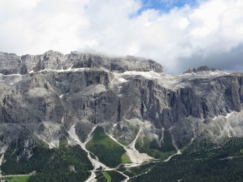 Scenic view of mountains against cloudy sky