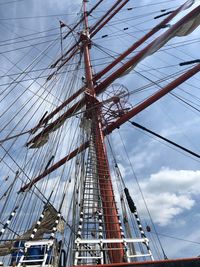 Low angle view of sailboat against sky