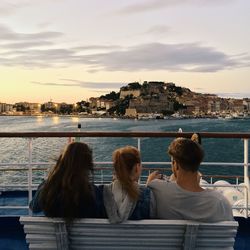 People sitting in water