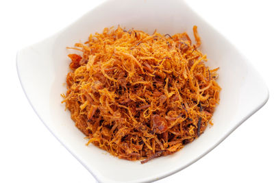 High angle view of food in plate