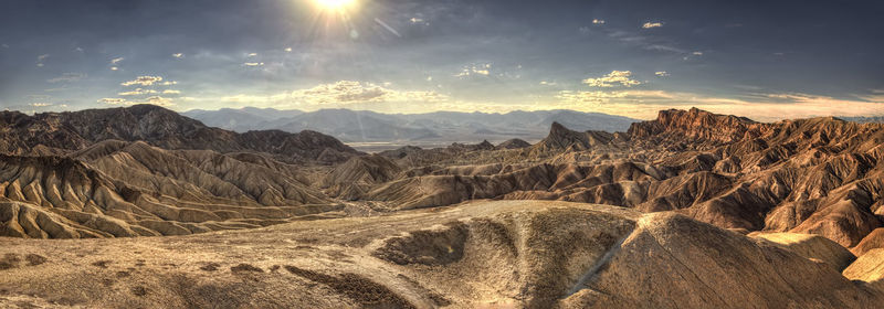 Panoramic view of landscape against sky during sunset