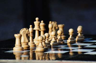 Close-up of pieces on chess board