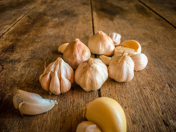 High angle view of vegetables on table