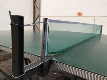 Close-up of table tennis table