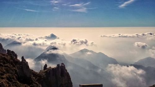 Panoramic view of mountains against sky