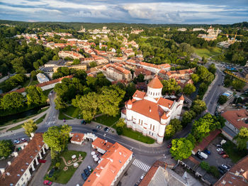 High angle view of townscape against sky