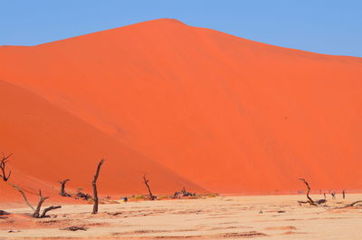 Scenic view of desert against clear sky