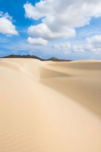 Sand dunes in desert against sky