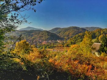 Scenic view of mountains against clear sky