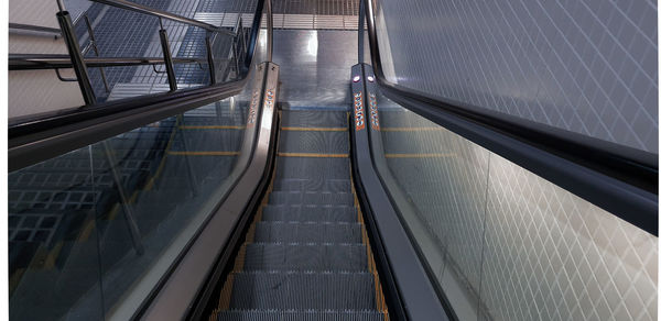 High angle view of escalator