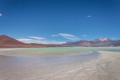 Scenic view of landscape against blue sky