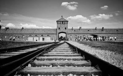 Railroad tracks against sky