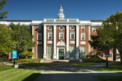 Facade of building against sky