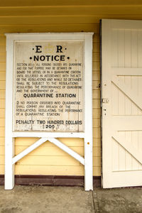 Information sign on wall