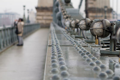 The railing of a bridge over the danube 