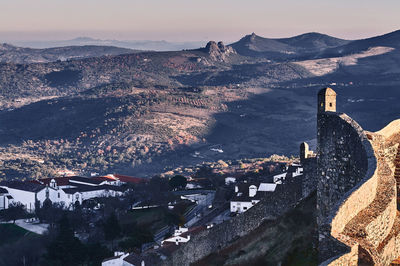 High angle view of buildings in city