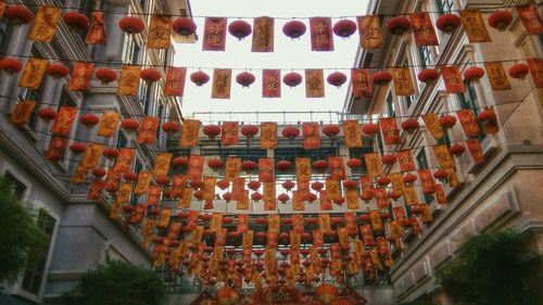 Low angle view of market stall