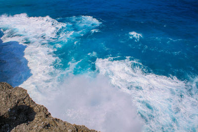 High angle view of sea waves