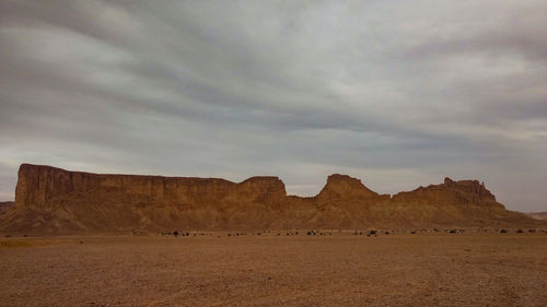 Rock formations in desert against sky