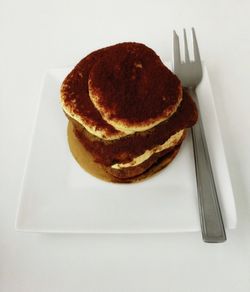 High angle view of dessert in plate