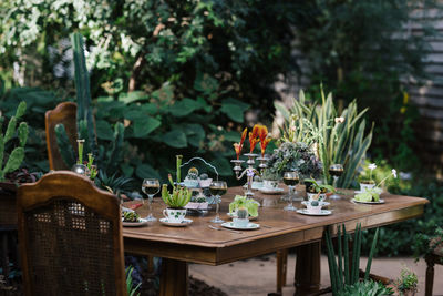 Decorated dining table outdoors