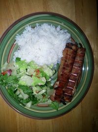 High angle view of meal served in plate