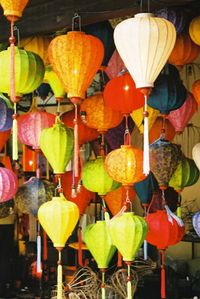 Close-up of lanterns hanging