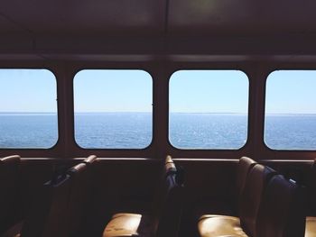 Scenic view of atlantic ocean seen through ferry windows