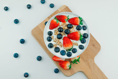 High angle view of dessert on table