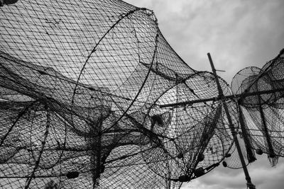 Low angle view of electricity pylon against sky
