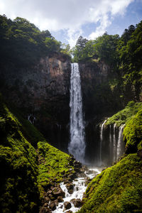 Scenic view of waterfall in forest