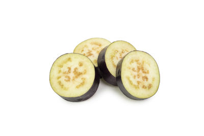 High angle view of fruits against white background