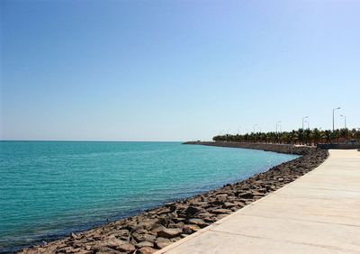 Scenic view of sea against clear sky