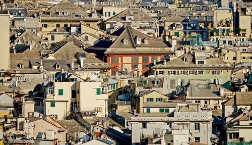 The roofs of the historic center of the italian city of genoa with natural sunlight.