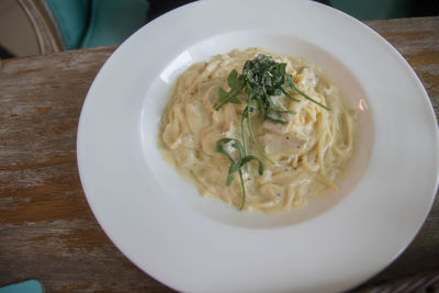 Close-up of soup served in bowl