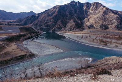 Scenic view of mountains against sky