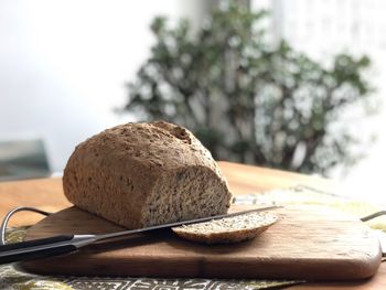 Close-up of breakfast on table