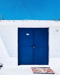 Closed door of building