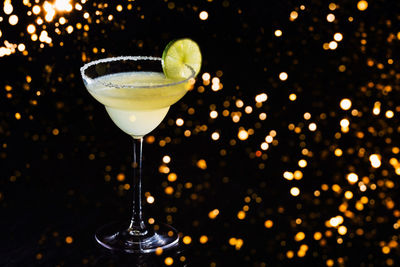 Close-up of drink on glass against blurred background