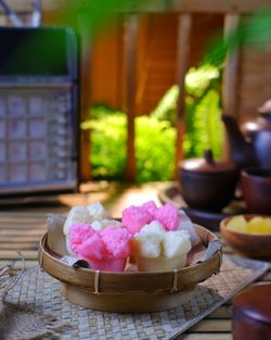 Close-up of food on table